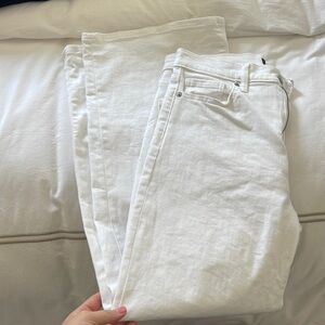 Wide leg cropped jeans white